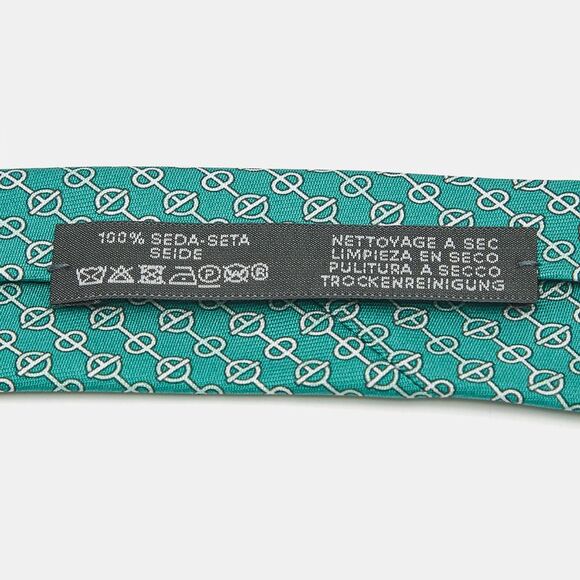 Herm&egrave;s Green Maillons Et Fermoirs Silk Tie - Picture 3 of 4